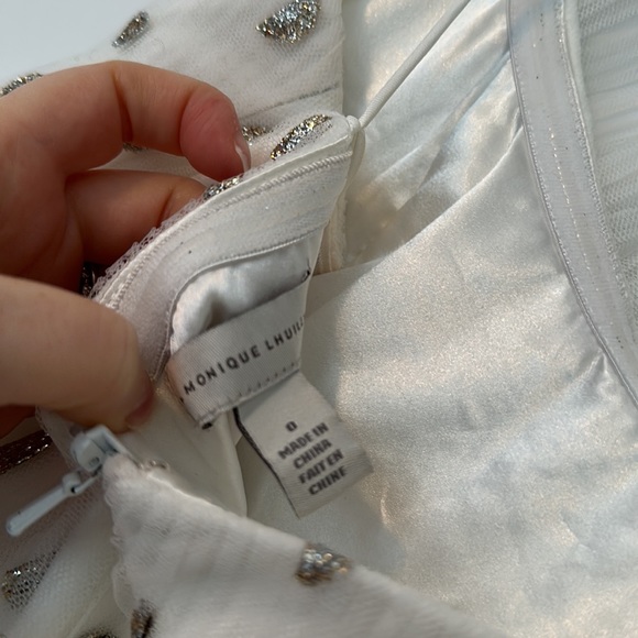 EUC ML Monique Lhuillier Glittered Tulle Minidress Size 0 - Picture 9 of 9